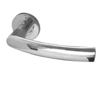 JPS380 Frelan Hardware Luma Door Handles on Round Rose Grade 304 Polished Stainless Steel