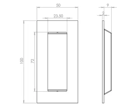 Click Here To Enlarge This Photo Of JPS428B Frelan Hardware Polished Stainless Steel Flush Pull 100mm x 50mm