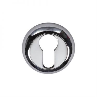 Click Here To Enlarge This Photo Of V4004-PC Heritage Brass Euro Profile Cylinder Escutcheon Polished Chrome Finish