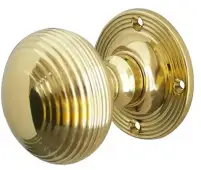 JR6MPB Frelan Hardware Jedo Reeded Mortice Door Knobs 53mm Polished Brass