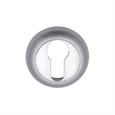 Click Here To Enlarge This Photo Of V4004-SC Heritage Brass Euro Profile Cylinder Escutcheon Satin Chrome Finish