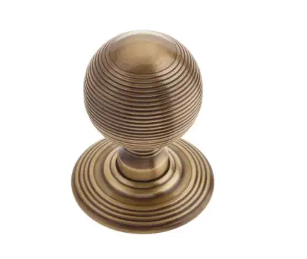 Click Here To Enlarge This Photo Of JR8MAB Frelan Hardware Jedo Reeded Mortice Door Knobs 62mm Antique Brass