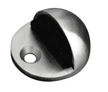 Click Here To Enlarge This Photo Of JSS08 Frelan Hardware Satin Stainless Steel Oval Floor Mounted Door Stop (No Rose)  50mm Dia.
