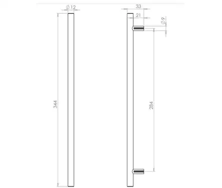 Click Here To Enlarge This Photo Of JSS112A Frelan Hardware Satin Stainless Steel T Bar Cabinet Handle 344mm x 12mm (284mm centres)