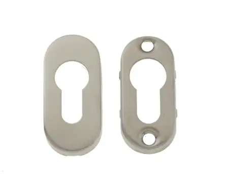 Click Here To Enlarge This Photo Of JSS12 Frelan Hardware Satin Stainless Steel 64mm x 30mm Euro Profile Oval Escutcheon
