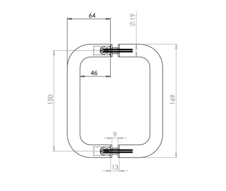 Click Here To Enlarge This Photo Of JSS120A Frelan Hardware Satin Stainless Steel (G304) 150mm x 19mm D Shape Pull Handles (Back to Back)
