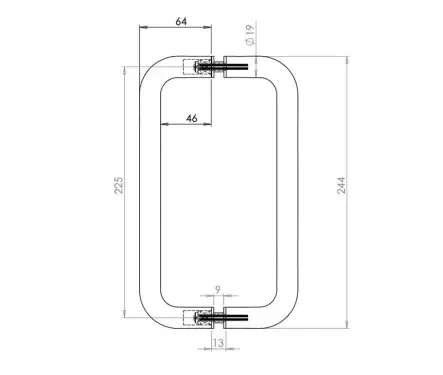 Click Here To Enlarge This Photo Of JSS120B Frelan Hardware Satin Stainless Steel (G304) 225mm x 19mm D Shape Pull Handles (Back to Back)