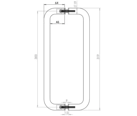 Click Here To Enlarge This Photo Of JSS120C Frelan Hardware Satin Stainless Steel (G304) 300mm x 19mm D Shape Pull Handles (Back to Back)