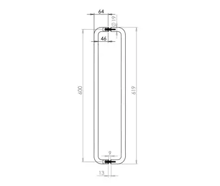 Click Here To Enlarge This Photo Of JSS120E Frelan Hardware Satin Stainless Steel (G304) 600mm x 19mm D Shape Pull Handles (Back to Back)
