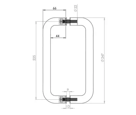Click Here To Enlarge This Photo Of JSS123A Frelan Hardware Satin Stainless Steel (G304) 225mm x 22mm D Shape Pull Handles (Back to Back)
