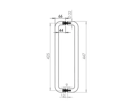 Click Here To Enlarge This Photo Of JSS123C Frelan Hardware Satin Stainless Steel (G304) 425mm x 22mm D Shape Pull Handles (Back to Back)