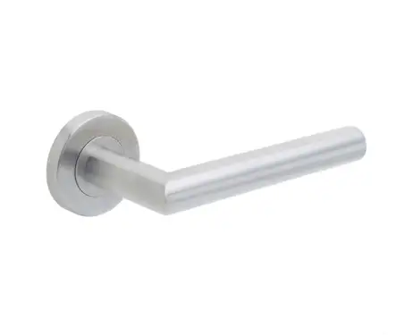 Click Here To Enlarge This Photo Of JSS204 Frelan Hardware Julian 19mm Door Handles on 8mm Sprung Rose Grade 201 Satin Stainless Steel