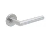 JSS204 Frelan Hardware Julian 19mm Door Handles on 8mm Sprung Rose Grade 201 Satin Stainless Steel