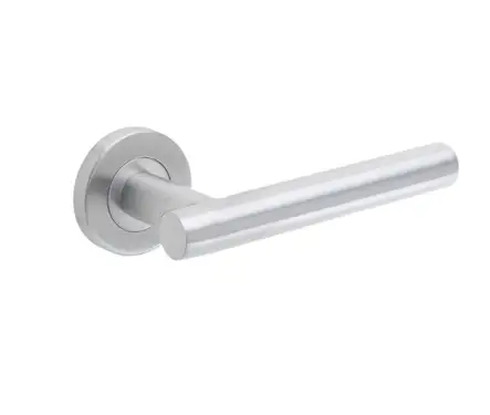 Click Here To Enlarge This Photo Of JSS214 Frelan Hardware Atlanta 19mm Door Handles on 8mm Sprung Rose Grade 201 Satin Stainless Steel