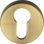 V4008-AT Heritage Brass Euro Profile Cylinder Escutcheon Antique Brass Finish