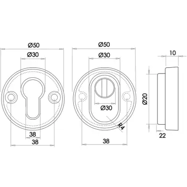 Click Here To Enlarge This Photo Of JSS23 Frelan Hardware Satin Stainless Steel (G304) Euro Profile Armoured Securtiy Escutcheon Set (cylinder not included)