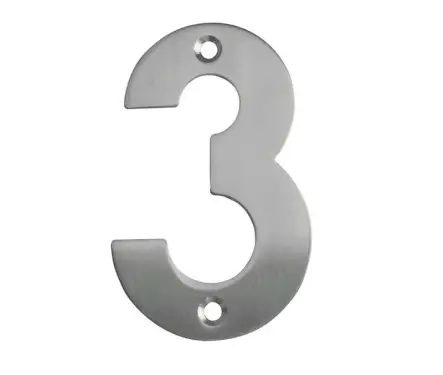 Click Here To Enlarge This Photo Of JSS-3 Frelan Hardware 100mm Satin Stainless Steel Numeral No.3