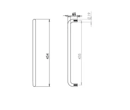Click Here To Enlarge This Photo Of JSS319D Frelan Hardware Satin Stainless Steel (G201) 425mm x 19mm D Shape Pull Handle (Bolt Through)