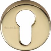 V4008-PB Heritage Brass Euro Profile Cylinder Escutcheon Polished Brass Finish