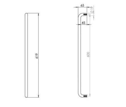 Click Here To Enlarge This Photo Of JSS319E Frelan Hardware Satin Stainless Steel (G201) 600mm x 19mm D Shape Pull Handle (Bolt Through)