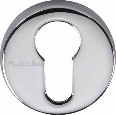 Click Here To Enlarge This Photo Of V4008-PC Heritage Brass Euro Profile Cylinder Escutcheon Polished Chrome Finish
