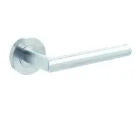 JSS402 Frelan Hardware Julian Door Handles on Rose Grade 304 Satin Stainless Steel