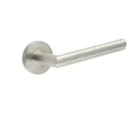 JSS409 Frelan Hardware Jupiter Door Handles on Rose Grade 304 Satin Stainless Steel