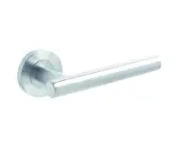 JSS412 Frelan Hardware Atlanta Door Handles on Rose Grade 304 Satin Stainless Steel