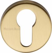 V4008-SB Heritage Brass Euro Profile Cylinder Escutcheon Satin Brass Finish