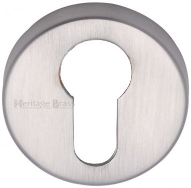 Click Here To Enlarge This Photo Of V4008-SC Heritage Brass Euro Profile Cylinder Escutcheon Satin Chrome Finish