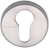 V4008-SC Heritage Brass Euro Profile Cylinder Escutcheon Satin Chrome Finish