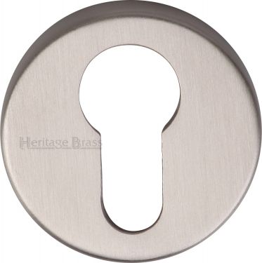 Click Here To Enlarge This Photo Of V4008-SN Heritage Brass Euro Profile Cylinder Escutcheon Satin Nickel Finish