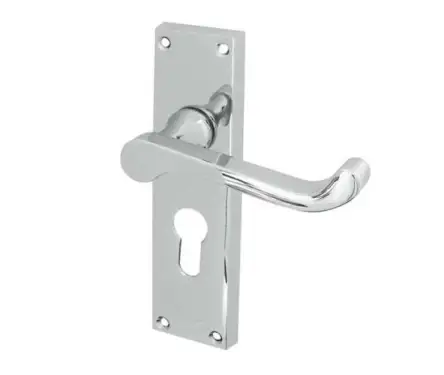 Click Here To Enlarge This Photo Of JV10EPC Frelan Hardware Jedo Victorian Scroll Door Handles on Euro Profile Lockplate Polished Chrome