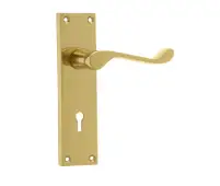 JV10PB Frelan Hardware Jedo Victorian Scroll Door Handles on Lockplate Polished Brass