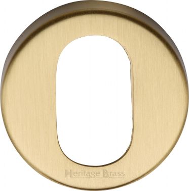 Click Here To Enlarge This Photo Of V4009-SB Heritage Brass Oval Profile Cylinder Escutcheon Satin Brass Finish
