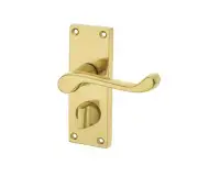 JV11PRPB Frelan Hardware Jedo Victorian Scroll Door Handles on Privacy Plate Polished Brass