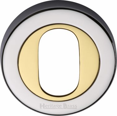 Click Here To Enlarge This Photo Of V4010-CB Heritage Brass Oval Profile Cylinder Escutcheon Chrome & Brass Finish