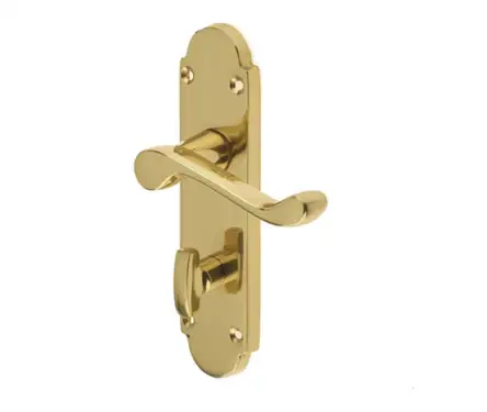 Click Here To Enlarge This Photo Of JV250BPB Frelan Hardware Jedo Epsom Suite Door Handles on Bathroom Plate Polished Brass