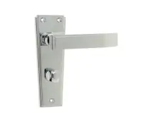 JV255PC Frelan Hardware Jedo Deco Door Handles on Bathroom Plate Polished Chrome