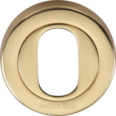 Click Here To Enlarge This Photo Of V4010-PB Heritage Brass Oval Profile Cylinder Escutcheon Polished Brass Finish