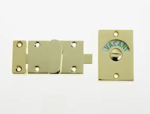 Click Here To Enlarge This Photo Of JV2662PVD Frelan Hardware Jedo Bathroom Indicator Bolt 61mm x 42mm Polished Brass