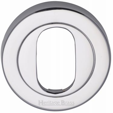 Click Here To Enlarge This Photo Of V4010-PC Heritage Brass Oval Profile Cylinder Escutcheon Polished Chrome Finish