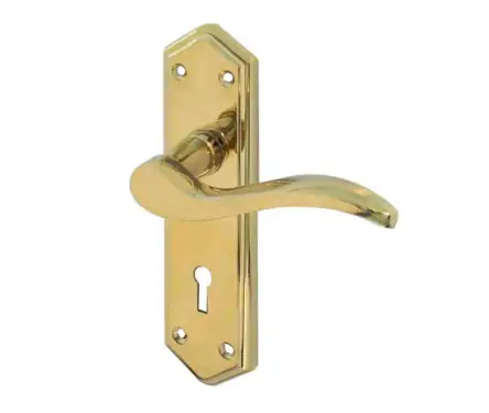 Click Here To Enlarge This Photo Of JV280PVD Frelan Hardware Jedo Paris Suite Door Handles on Lockplate PVD Brass
