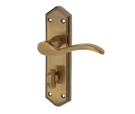 Click Here To Enlarge This Photo Of JV283AB Frelan Hardware Jedo Paris Suite Door Handles on Bathroom Plate Antique Brass