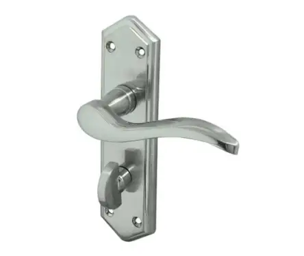 Click Here To Enlarge This Photo Of JV283SC Frelan Hardware Jedo Paris Suite Door Handles on Bathroom Plate Satin Chrome