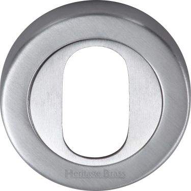 Click Here To Enlarge This Photo Of V4010-SC Heritage Brass Oval Profile Cylinder Escutcheon Satin Chrome Finish