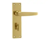 JV30BPB Frelan Hardware Jedo Victorian Straight Door Handles on Bathroom Plate Polished Brass