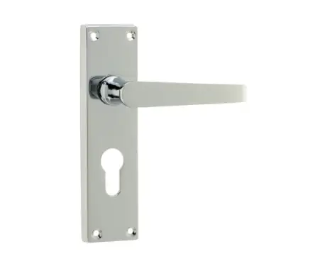 Click Here To Enlarge This Photo Of JV30EPC Frelan Hardware Jedo Victorian Straight Door Handles on Euro Profile Lockplate Polished Chrome