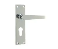 JV30EPC Frelan Hardware Jedo Victorian Straight Door Handles on Euro Profile Lockplate Polished Chrome