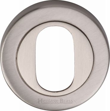 Click Here To Enlarge This Photo Of V4010-SN Heritage Brass Oval Profile Cylinder Escutcheon Satin Nickel Finish